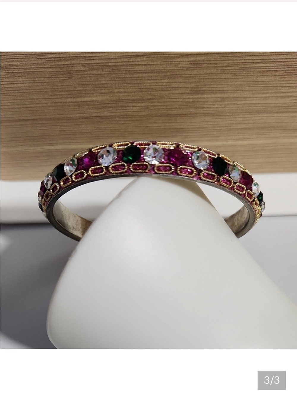Sparkle Bangle Bracelet with Hot Pink and Green Crystals